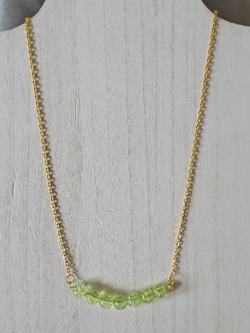 Delicate Gold Chain Necklace with Light Green Beads